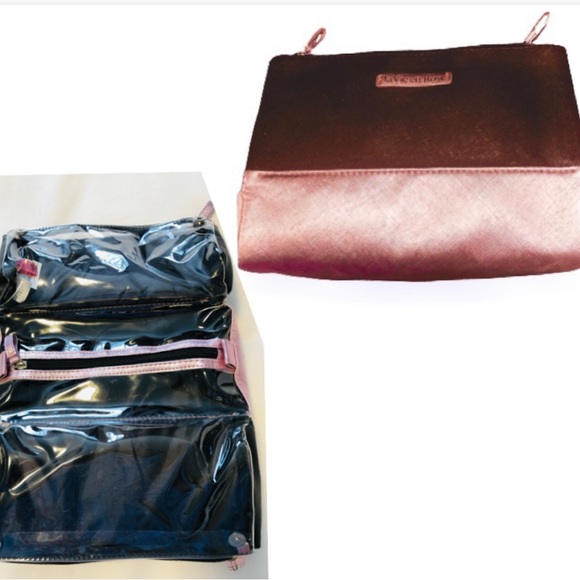 La Vie En Rose Cosmetic Bag NWOT Metallic Pink/Rose Gold - Picture 1 of 11